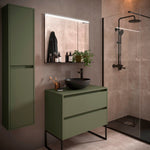 Load image into Gallery viewer, Salgar sg00a19e031fdab108ae5c SALGAR IMAGES AND SHEETS/01 Product Images/Bathroom Furniture/105502 Noja Wall Hung Vanity Unit with 2 Drawers &amp; Worktop - Green Satin/01.jpg
