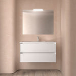 Load image into Gallery viewer, Salgar sg040539b6ddc0d202f256 SALGAR IMAGES AND SHEETS/01 Product Images/Bathroom Furniture/113205 Noja Wall Hung Vanity Unit with 2 Drawers, Basin &amp; Mirror - White Satin/01.jpg
