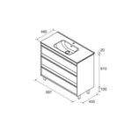 Load image into Gallery viewer, Salgar sg07257246d6458bf7bf5c SALGAR IMAGES AND SHEETS/01 Product Images/Bathroom Furniture/118003 Attila Floor Standing Vanity Unit with 3 Drawers &amp; Basin - Grey Satin/02.jpg
