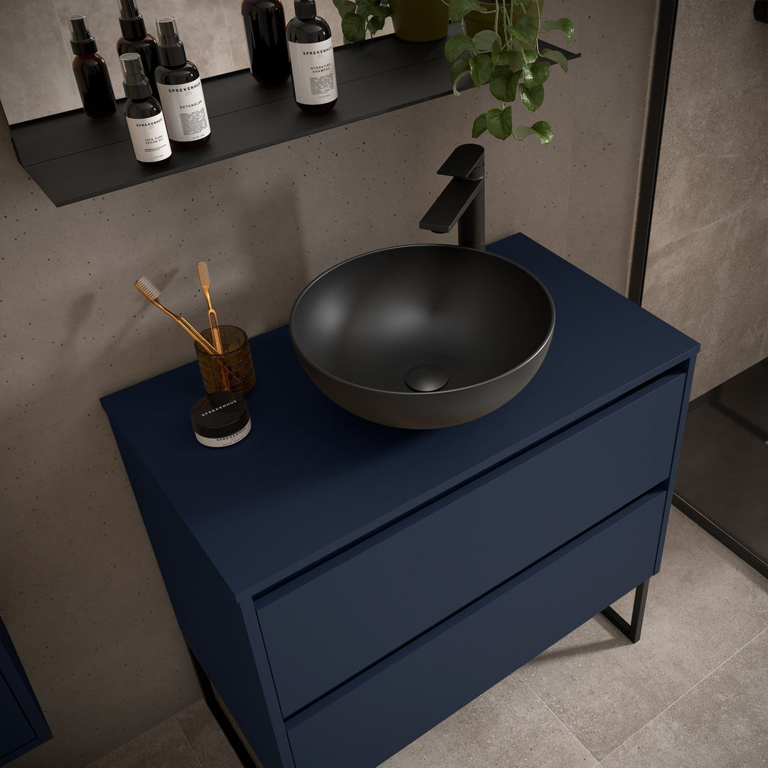 Salgar sg0886fa2b452d918a1d20 SALGAR IMAGES AND SHEETS/01 Product Images/Bathroom Furniture/105474 Noja Wall Hung Vanity Unit with 2 Drawers & Worktop - Blue Satin/03.jpg