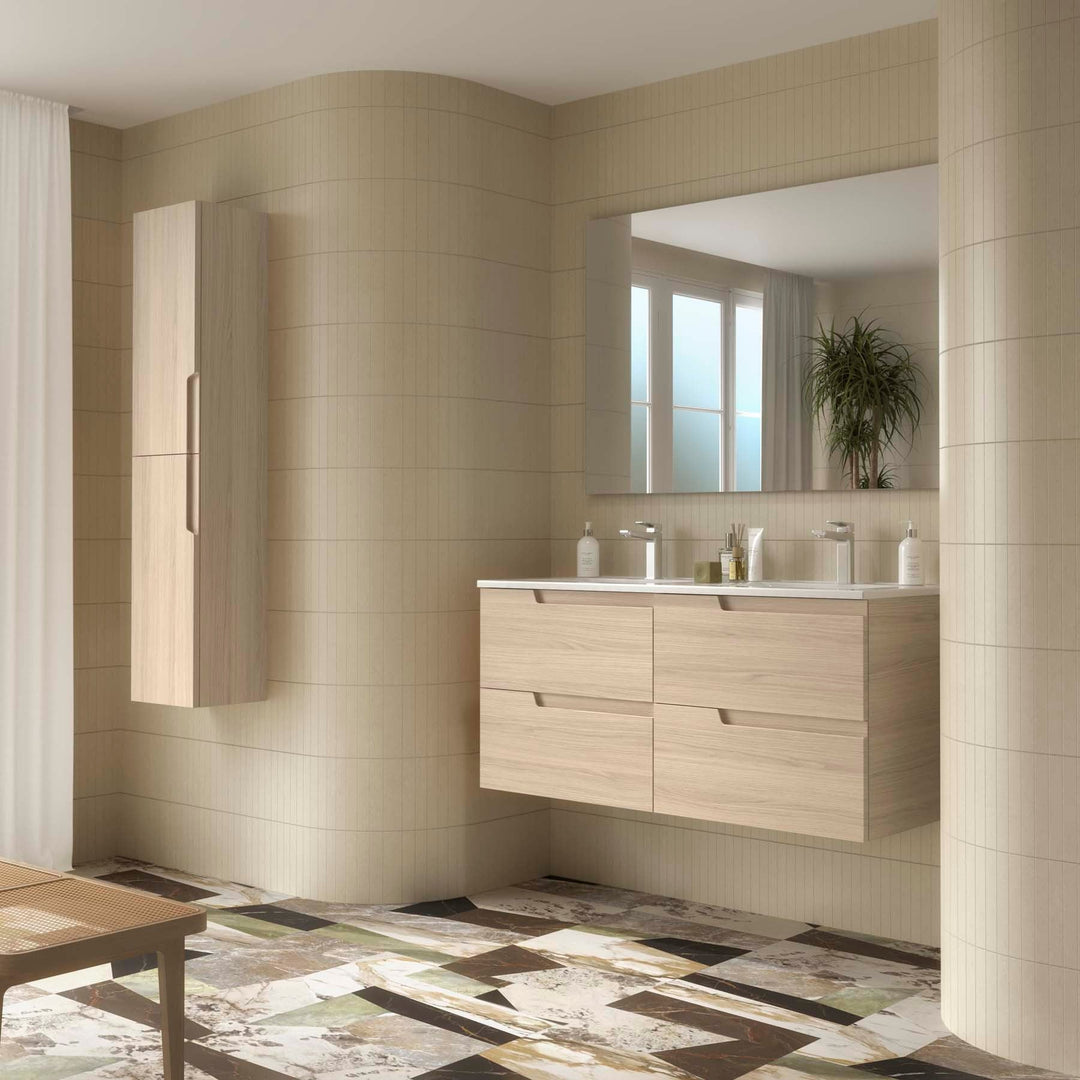 Salgar sg0895b7f59cf4d245f01f SALGAR IMAGES AND SHEETS/01 Product Images/Bathroom Furniture/117963 Vima Wall Hung Vanity Unit with 4 Drawers & Basin - Sienna Oak/01.jpg
