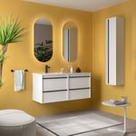 Load image into Gallery viewer, Salgar sg0b30a5e1ff74a0782e70 SALGAR IMAGES AND SHEETS/01 Product Images/Bathroom Furniture/118679 Attila Wall Hung Vanity Unit with 4 Drawers &amp; Offset Basin - White Satin/01.jpg
