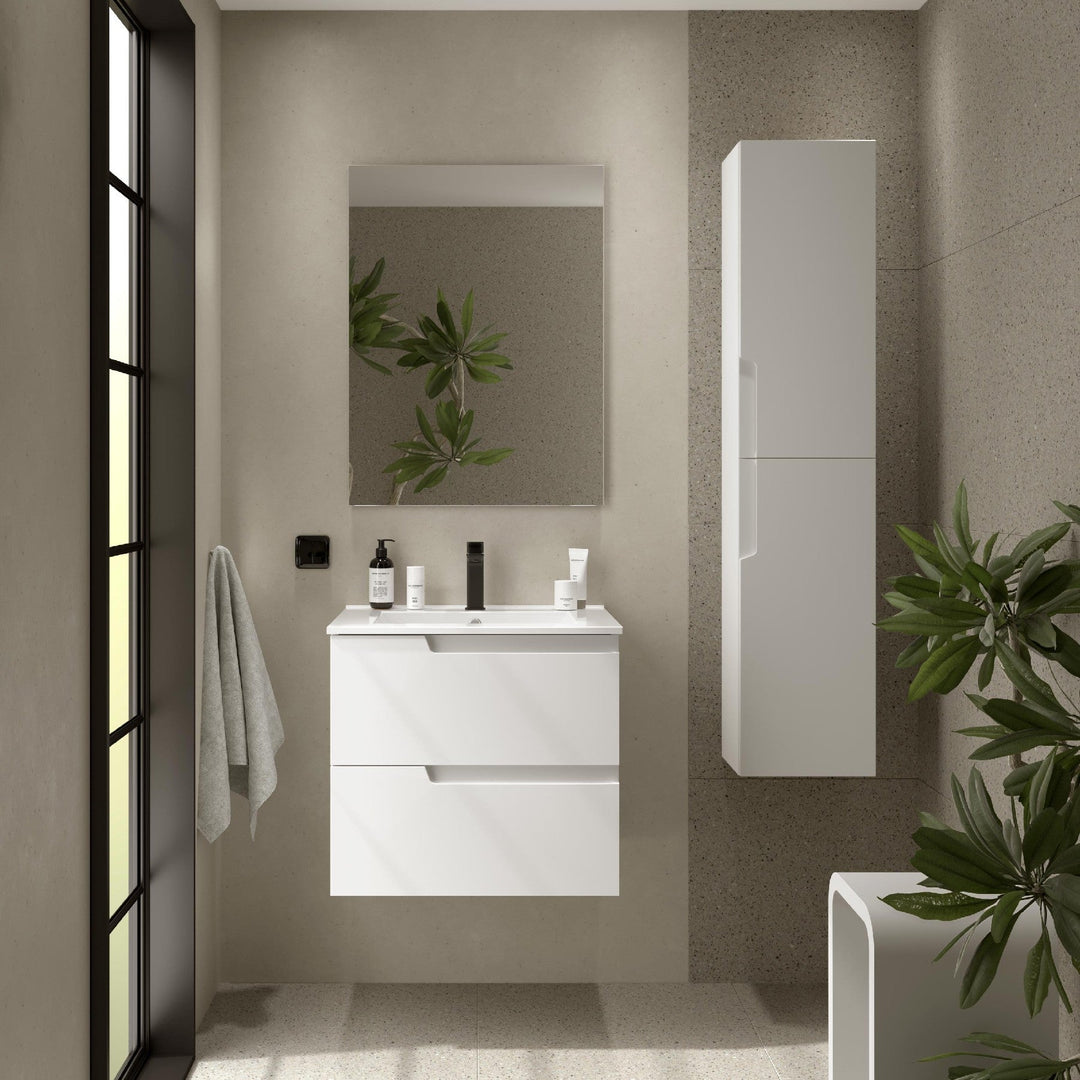 Salgar sg0b880000bdbd54376fbc SALGAR IMAGES AND SHEETS/01 Product Images/Bathroom Furniture/111762 Vima Wall Hung Vanity Unit with 2 Drawers & Basin - White Satin/01.jpg