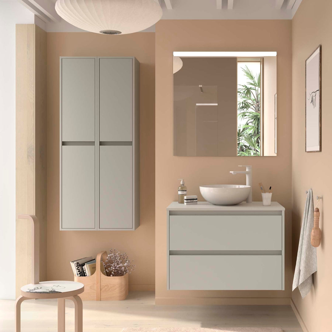 Salgar sg0d14a2d4bc32851e0c8b SALGAR IMAGES AND SHEETS/01 Product Images/Bathroom Furniture/118509 Noja Wall Hung Vanity Unit with 2 Drawers & Worktop - Grey Satin/01.jpg