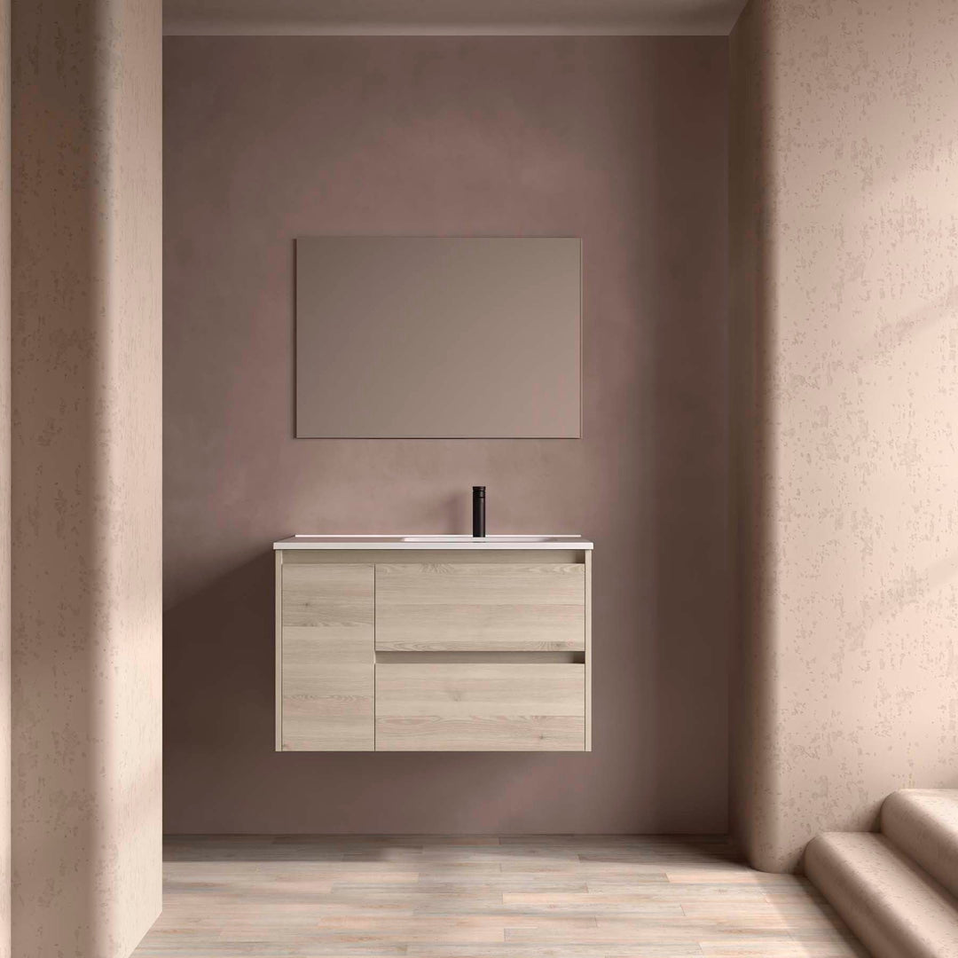Salgar sg0d7ac6018442648b031f SALGAR IMAGES AND SHEETS/01 Product Images/Bathroom Furniture/118185 Noja Wall Hung Vanity Unit with 2 Drawers + 1 Door & Basin - Natural/01.jpg