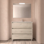 Load image into Gallery viewer, Salgar sg0de684ed64490f93f528 SALGAR IMAGES AND SHEETS/01 Product Images/Bathroom Furniture/113340 Noja Wall Hung Vanity Unit with 3 Drawers, Basin &amp; Mirror - Natural/01.jpg
