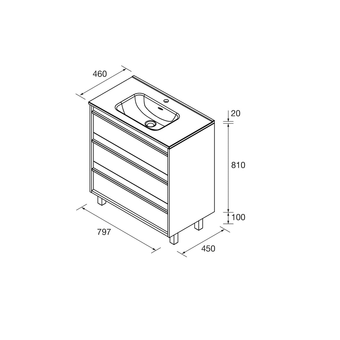 Salgar sg0f768afc396956e7828f SALGAR IMAGES AND SHEETS/01 Product Images/Bathroom Furniture/118002 Attila Floor Standing Vanity Unit with 3 Drawers & Basin - Grey Satin/02.jpg