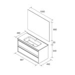 Load image into Gallery viewer, Salgar sg0fa3c8900d4d750a723e SALGAR IMAGES AND SHEETS/01 Product Images/Bathroom Furniture/112956 Attila Wall Hung Vanity Unit with 2 Drawers, Basin &amp; Mirror - Africa Oak/03.jpg
