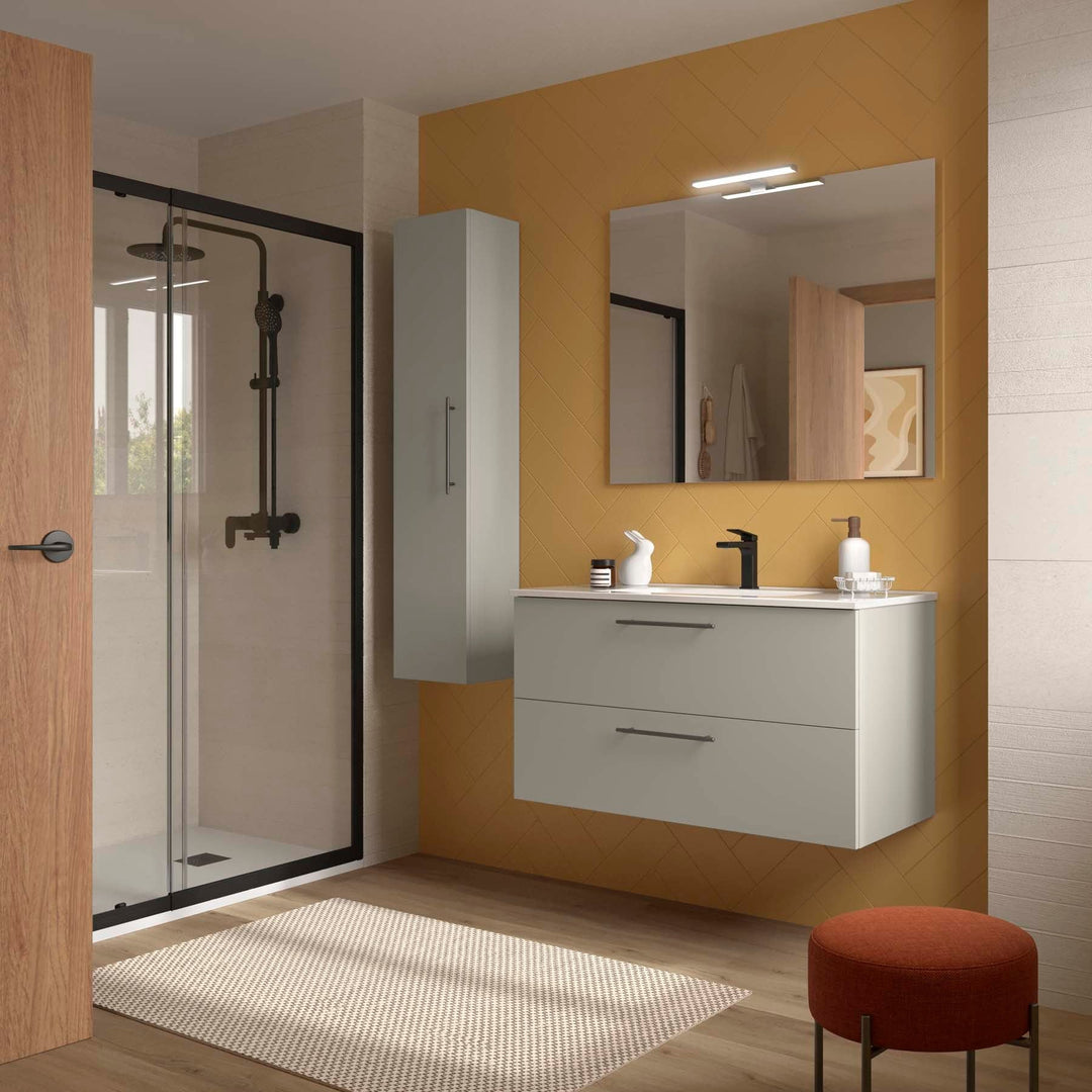 Salgar sg100ce9b1c9271ffcac0b SALGAR IMAGES AND SHEETS/01 Product Images/Bathroom Furniture/118037 Silane Wall Hung Vanity Unit with 2 Drawers, Basin & Mirror - Grey Satin/01.jpg