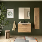Load image into Gallery viewer, Salgar sg10a8cfa3ebd674580b6a SALGAR IMAGES AND SHEETS/01 Product Images/Bathroom Furniture/118030 Silane Wall Hung Vanity Unit with 2 Drawers, Basin &amp; Mirror - Africa Oak/01.jpg
