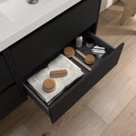 Load image into Gallery viewer, Salgar sg11cdd7986a68d476c213 SALGAR IMAGES AND SHEETS/01 Product Images/Bathroom Furniture/106180 Noja Wall Hung Vanity Unit with 4 Drawers &amp; Basin - Black Satin/02.jpg
