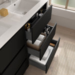 Load image into Gallery viewer, Salgar sg12fd4e761195b224eb27 SALGAR IMAGES AND SHEETS/01 Product Images/Bathroom Furniture/106234 Noja Floor Standing Vanity Unit with 6 Drawers &amp; Basin - Black Satin/02.jpg
