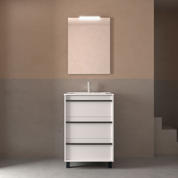 Attila Wall Hung Vanity Unit with 3 Drawers, Basin & Mirror