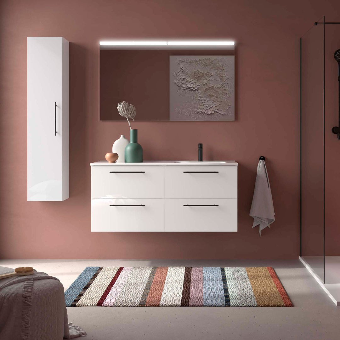 Salgar sg15611d9015c896fe7fbc SALGAR IMAGES AND SHEETS/01 Product Images/Bathroom Furniture/118732 Silane Wall Hung Vanity Unit with 4 Drawers & Offset Basin - White Satin/01.jpg