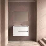Load image into Gallery viewer, Salgar sg158207915ad02200e28f SALGAR IMAGES AND SHEETS/01 Product Images/Bathroom Furniture/118282 Noja Wall Hung Vanity Unit with 2 Drawers + 1 Door, Basin &amp; Mirror - White Satin/01.jpg
