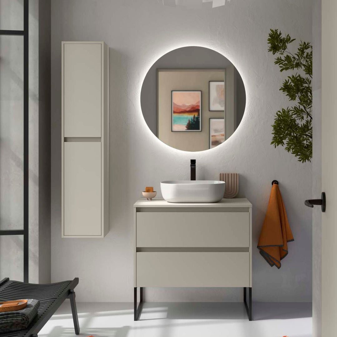 Salgar sg166f8fc08e9fad79e97c SALGAR IMAGES AND SHEETS/01 Product Images/Bathroom Furniture/118508 Noja Wall Hung Vanity Unit with 2 Drawers & Worktop - Grey Satin/01.jpg