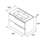 Load image into Gallery viewer, Salgar sg16822751e656ce2ca1a5 SALGAR IMAGES AND SHEETS/01 Product Images/Bathroom Furniture/113502 Vima Wall Hung Vanity Unit with 2 Drawers &amp; Basin - Walnut Maya/02.jpg
