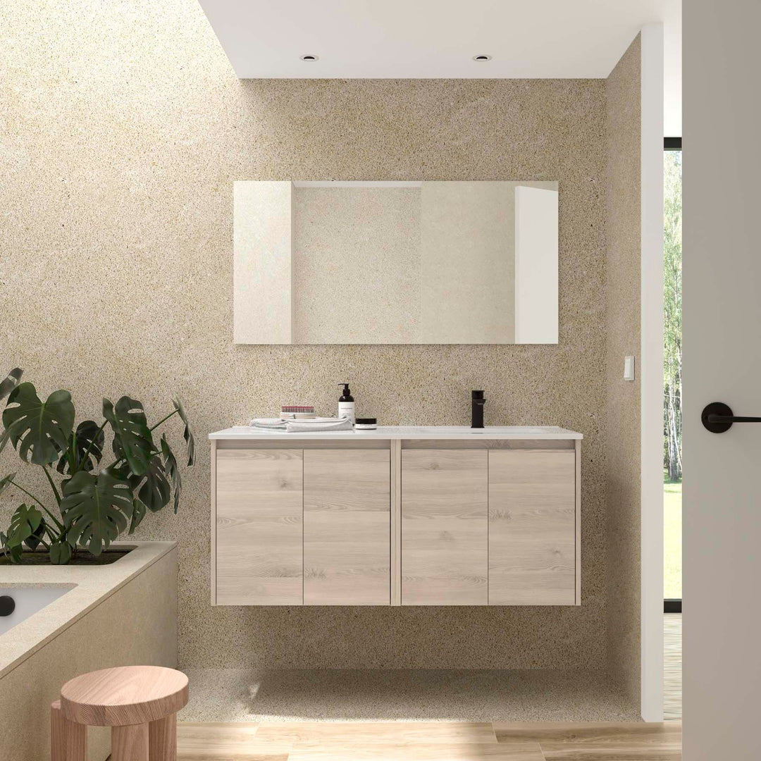 Salgar sg16bcce25ecdb8474f7d2 SALGAR IMAGES AND SHEETS/01 Product Images/Bathroom Furniture/118777 Noja Wall Hung Vanity Unit with 4 Doors & Offset Basin - Natural/01.jpg