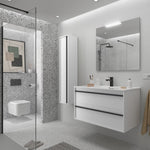 Load image into Gallery viewer, Salgar sg17035ded6e43a019ea22 SALGAR IMAGES AND SHEETS/01 Product Images/Bathroom Furniture/104723 Attila Wall Hung Vanity Unit with 2 Drawers &amp; Basin - White Satin/01.jpg
