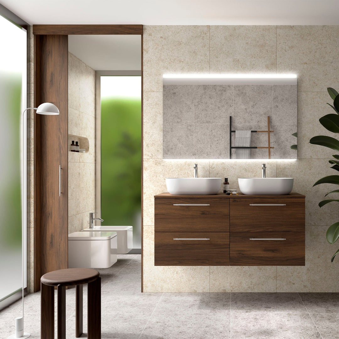 Salgar sg194dfccfadadadaecba2 SALGAR IMAGES AND SHEETS/01 Product Images/Bathroom Furniture/118086 Silane Wall Hung Vanity Unit with 4 Drawers & Worktop - Walnut Maya/01.jpg