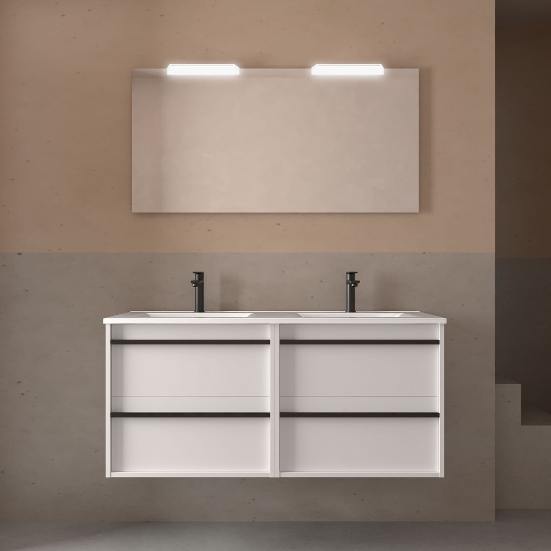 Salgar sg1c59a6f249e2d8860481 SALGAR IMAGES AND SHEETS/01 Product Images/Bathroom Furniture/112958 Attila Wall Hung Vanity Unit with 4 Drawers, Basin & Mirror - White Satin/01.jpg
