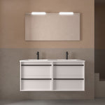 Load image into Gallery viewer, Salgar sg1c59a6f249e2d8860481 SALGAR IMAGES AND SHEETS/01 Product Images/Bathroom Furniture/112958 Attila Wall Hung Vanity Unit with 4 Drawers, Basin &amp; Mirror - White Satin/01.jpg
