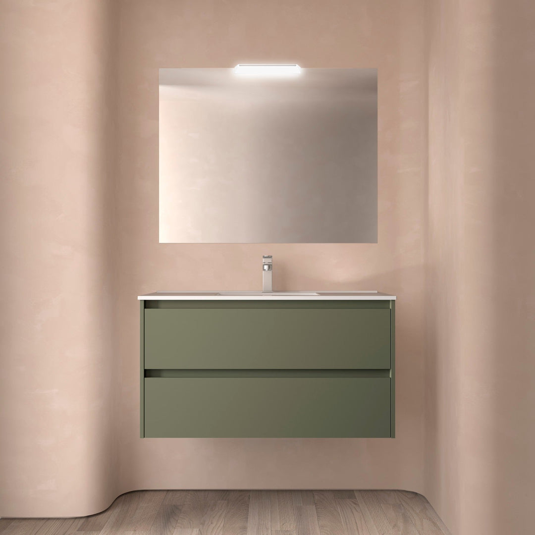 Salgar sg1d39b058c5860e6084d9 SALGAR IMAGES AND SHEETS/01 Product Images/Bathroom Furniture/113208 Noja Wall Hung Vanity Unit with 2 Drawers, Basin & Mirror - Green Satin/01.jpg