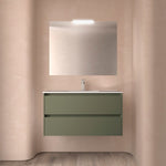 Load image into Gallery viewer, Salgar sg1d39b058c5860e6084d9 SALGAR IMAGES AND SHEETS/01 Product Images/Bathroom Furniture/113208 Noja Wall Hung Vanity Unit with 2 Drawers, Basin &amp; Mirror - Green Satin/01.jpg

