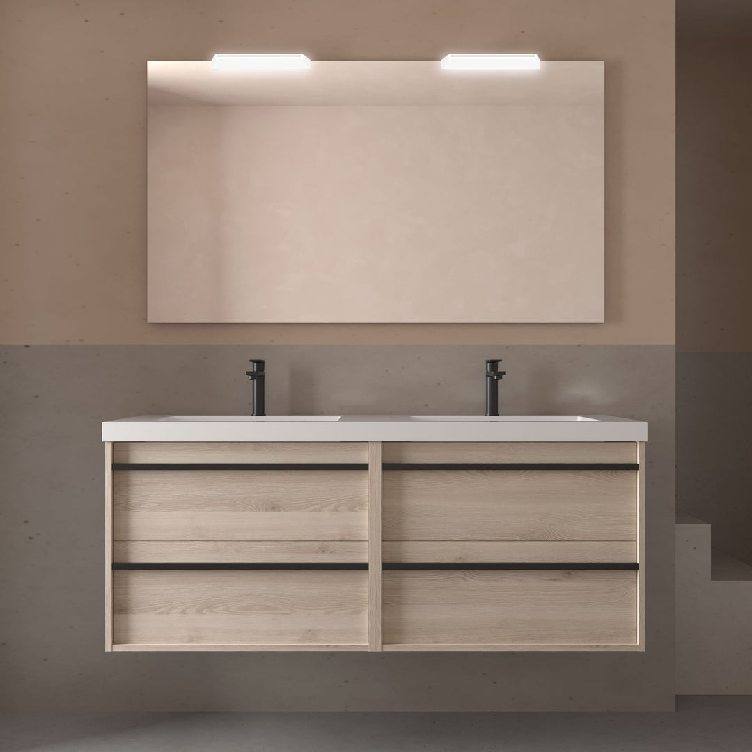 Salgar sg1e630c17276daffd602c SALGAR IMAGES AND SHEETS/01 Product Images/Bathroom Furniture/113015 Attila Wall Hung Vanity Unit with 4 Drawers, Basin & Mirror - Natural/01.jpg