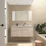 Load image into Gallery viewer, Salgar sg1f382dde9b5a10aad687 SALGAR IMAGES AND SHEETS/01 Product Images/Bathroom Furniture/118844 Noja Wall Hung Vanity Unit with 4 Doors, Offset Basin &amp; Mirror - Natural/01.jpg
