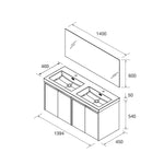 Load image into Gallery viewer, Salgar sg206cbd5e35e1c4fda128 SALGAR IMAGES AND SHEETS/01 Product Images/Bathroom Furniture/118445 Noja Wall Hung Vanity Unit with 4 Doors, Basin &amp; Mirror - Grey Satin/02.jpg
