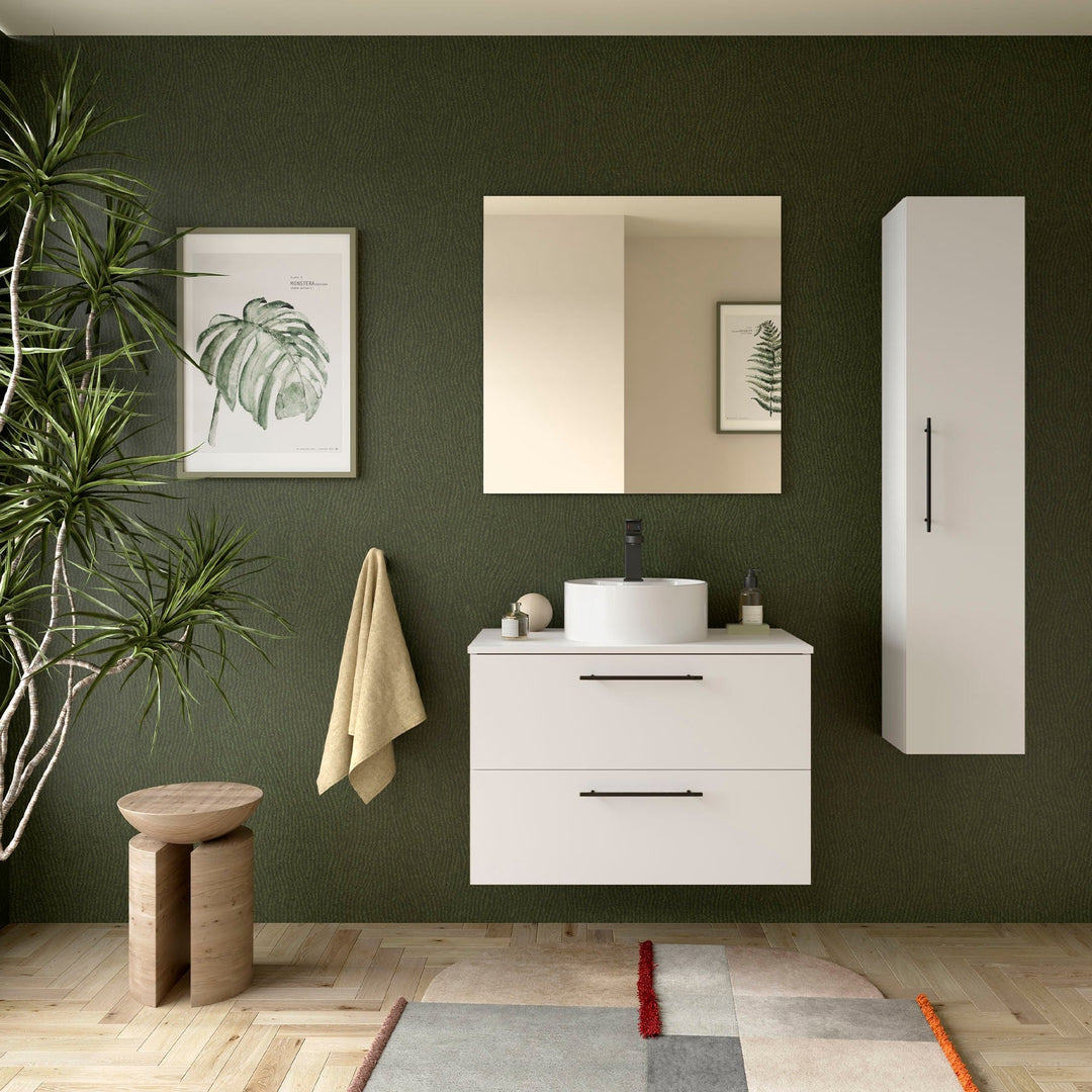 Salgar sg20e15e1e24f9819cf7d8 SALGAR IMAGES AND SHEETS/01 Product Images/Bathroom Furniture/118071 Silane Wall Hung Vanity Unit with 2 Drawers & Worktop - White Satin/01.jpg