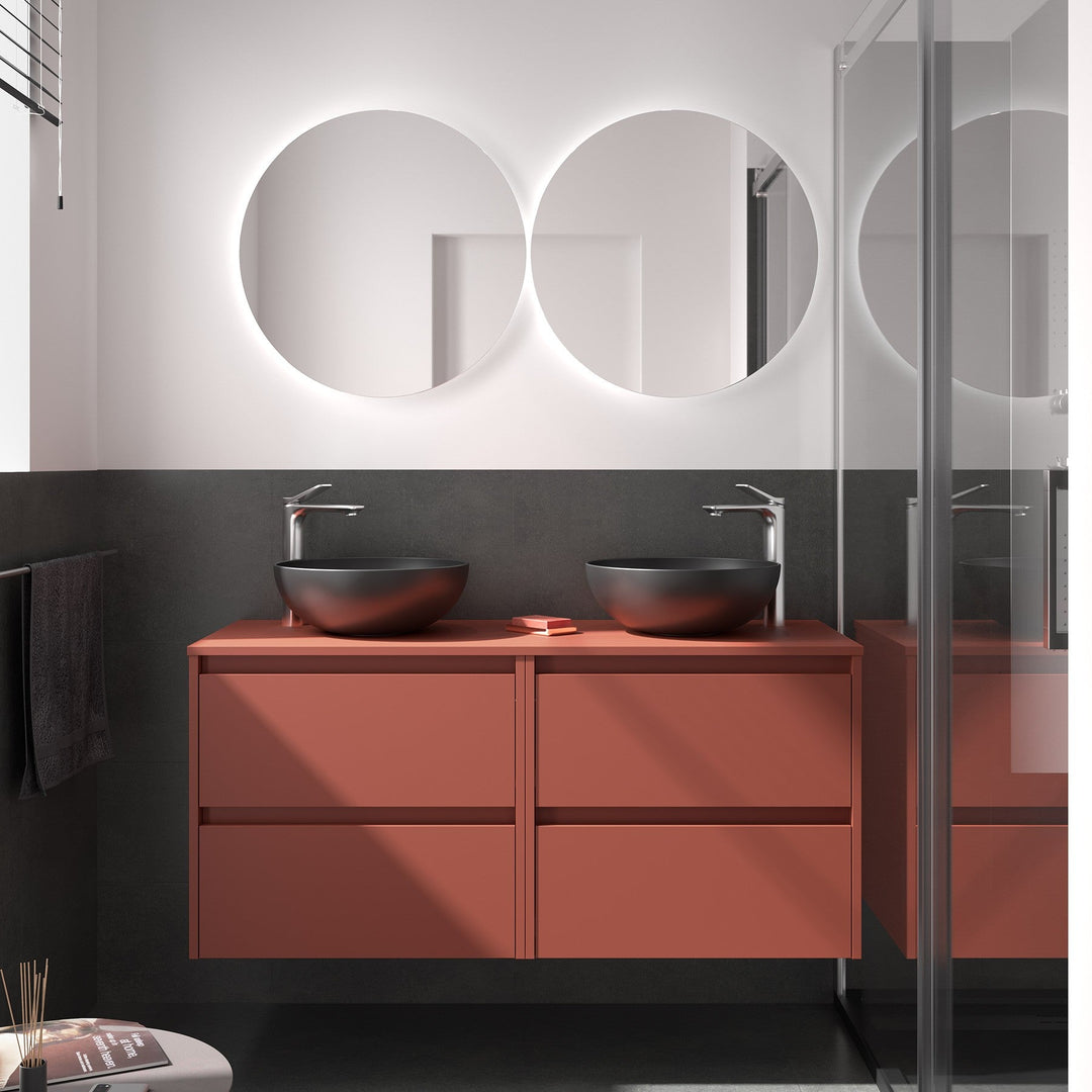 Salgar sg227c3abb52e95c050f0e SALGAR IMAGES AND SHEETS/01 Product Images/Bathroom Furniture/105530 Noja Wall Hung Vanity Unit with 4 Drawers & Worktop - Red Satin/01.jpg
