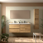 Load image into Gallery viewer, Salgar sg2301d709e1bc39fd4ca3 SALGAR IMAGES AND SHEETS/01 Product Images/Bathroom Furniture/113436 Noja Wall Hung Vanity Unit with 2 Drawers +2 Doors, Basin &amp; Mirror - Africa Oak/01.jpg
