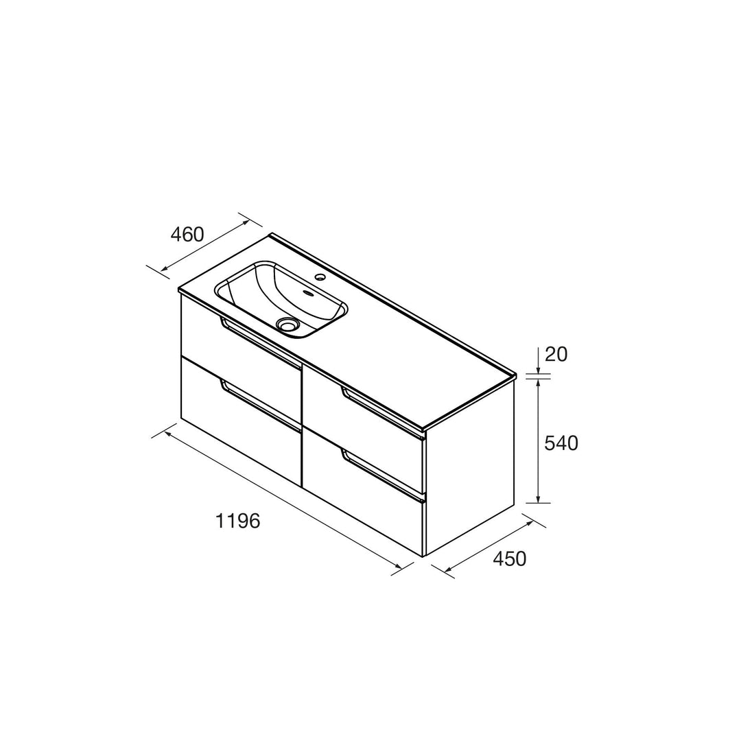 Salgar sg237d6ea13a6ee4b03a4e SALGAR IMAGES AND SHEETS/01 Product Images/Bathroom Furniture/118663 Vima Wall Hung Vanity Unit with 4 Drawers & Offset Basin - White Satin/02.jpg