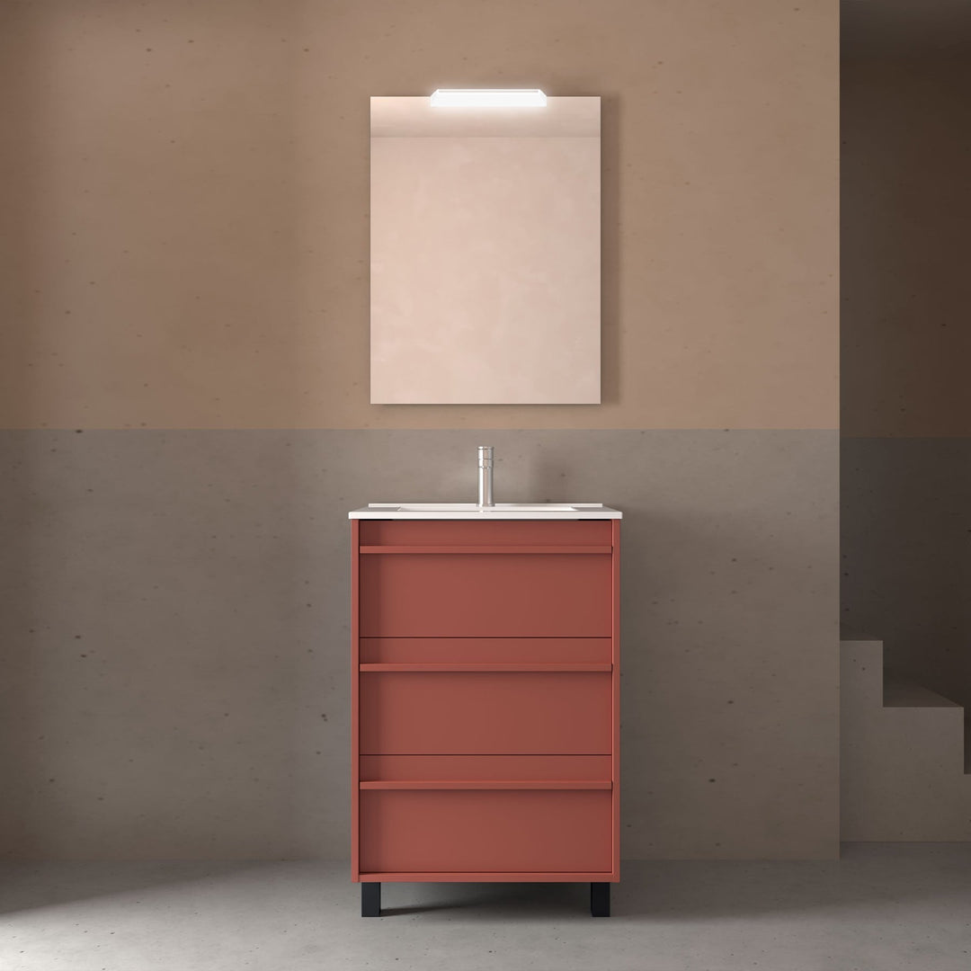 Salgar sg23cfb4ed589eb5548f6f SALGAR IMAGES AND SHEETS/01 Product Images/Bathroom Furniture/105108 Attila Floor Standing Vanity Unit with 3 Drawers & Basin - Red Satin/01.jpg