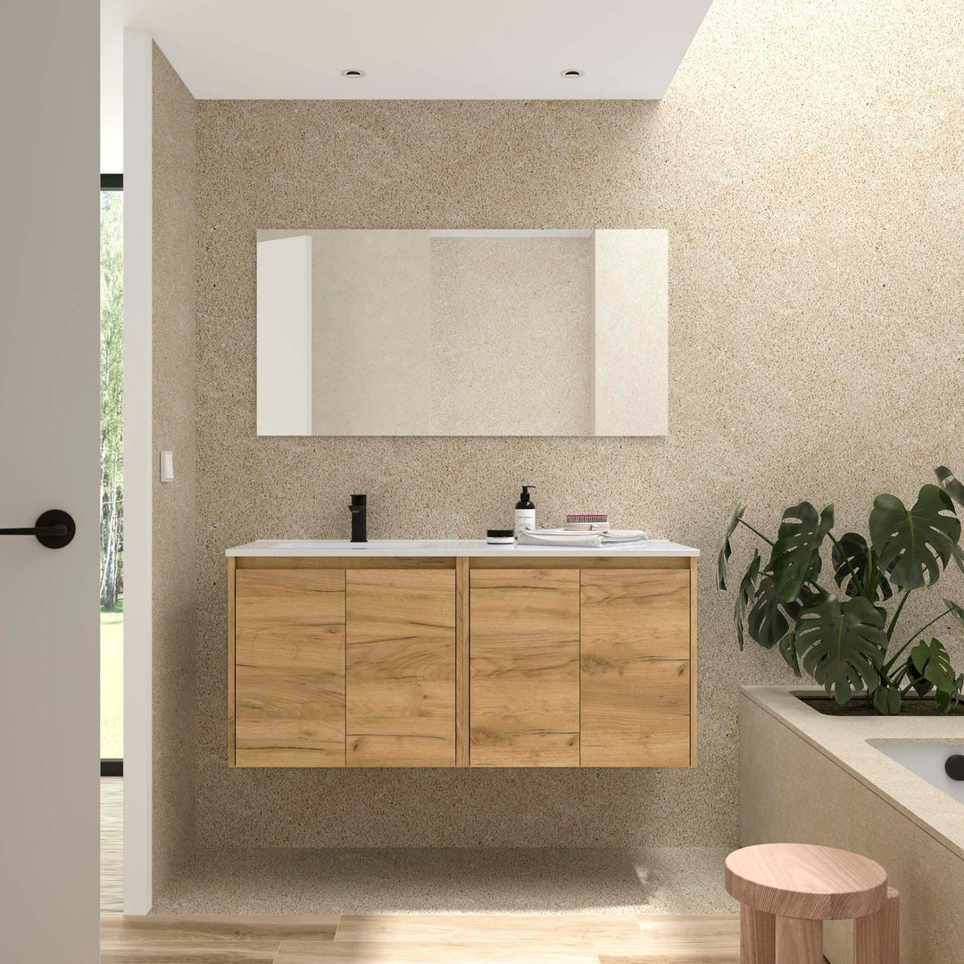 Salgar sg243628ced354be56552d SALGAR IMAGES AND SHEETS/01 Product Images/Bathroom Furniture/118768 Noja Wall Hung Vanity Unit with 4 Doors & Offset Basin - Africa Oak/01.jpg