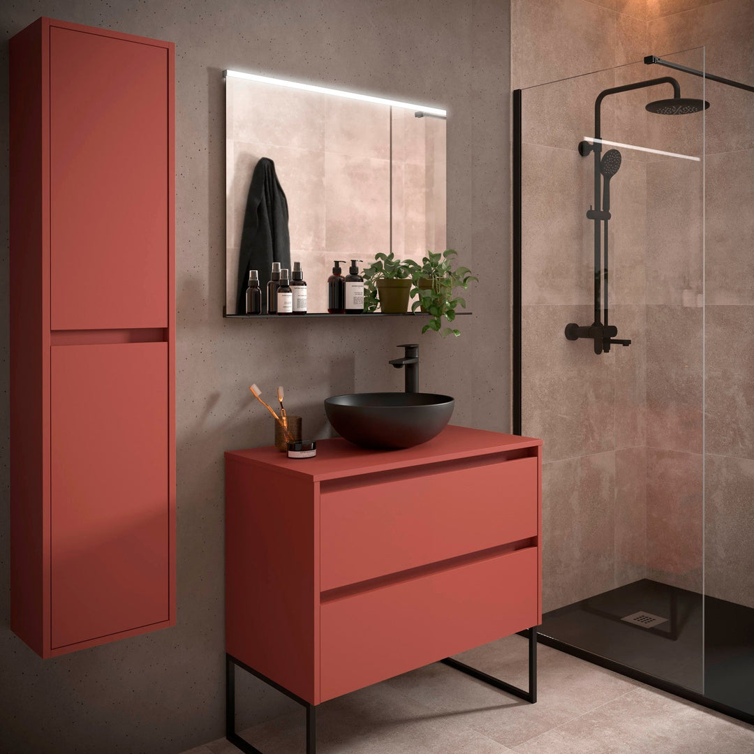 Salgar sg267d25f29b43ad5b1bd4 SALGAR IMAGES AND SHEETS/01 Product Images/Bathroom Furniture/105503 Noja Wall Hung Vanity Unit with 2 Drawers & Worktop - Red Satin/01.jpg