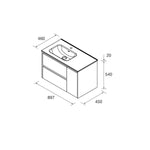 Load image into Gallery viewer, Salgar sg26c0d221487a1b576335 SALGAR IMAGES AND SHEETS/01 Product Images/Bathroom Furniture/118177 Noja Wall Hung Vanity Unit with 2 Drawers + 1 Door &amp; Basin - Walnut Maya/02.jpg
