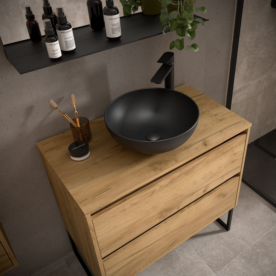 Salgar sg29167840f633d2f849ba SALGAR IMAGES AND SHEETS/01 Product Images/Bathroom Furniture/105505 Noja Wall Hung Vanity Unit with 2 Drawers & Worktop - Africa Oak/05.jpg
