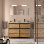 Load image into Gallery viewer, Salgar sg297a5828e2150a94e9f1 SALGAR IMAGES AND SHEETS/01 Product Images/Bathroom Furniture/105134 Attila Floor Standing Vanity Unit with 6 Drawers &amp; Basin - Africa Oak/01.jpg
