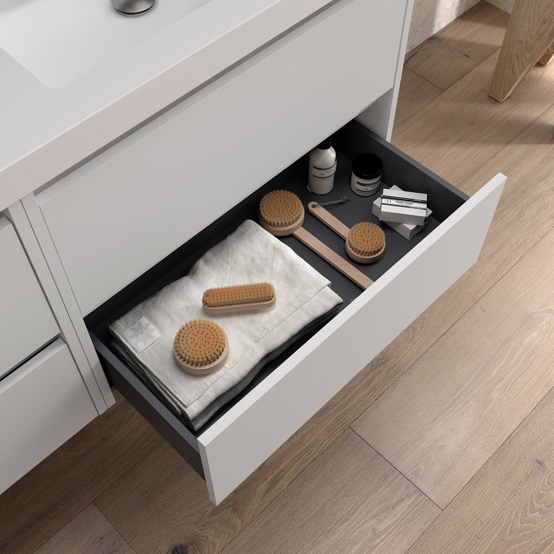 Salgar sg2ad7cbbcbf711203ea9c SALGAR IMAGES AND SHEETS/01 Product Images/Bathroom Furniture/105472 Noja Wall Hung Vanity Unit with 2 Drawers & Worktop - White Satin/02.jpg