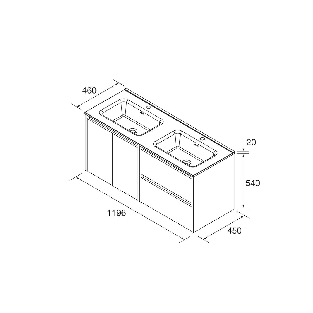 Salgar sg2c85970ae87cc9f5081b SALGAR IMAGES AND SHEETS/01 Product Images/Bathroom Furniture/113439 Noja Wall Hung Vanity Unit with 2 Drawers +2 Doors & Basin - White Satin/03.jpg