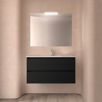 Load image into Gallery viewer, Salgar sg2d8f5b6609e5fc079896 SALGAR IMAGES AND SHEETS/01 Product Images/Bathroom Furniture/113206 Noja Wall Hung Vanity Unit with 2 Drawers, Basin &amp; Mirror - Black Satin/01.jpg
