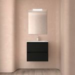Load image into Gallery viewer, Salgar sg2d9799ac5f4354b65742 SALGAR IMAGES AND SHEETS/01 Product Images/Bathroom Furniture/113170 Noja Wall Hung Vanity Unit with 2 Drawers, Basin &amp; Mirror - Black Satin/01.jpg
