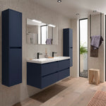 Load image into Gallery viewer, Salgar sg2dd131b57968fcf0107b SALGAR IMAGES AND SHEETS/01 Product Images/Bathroom Furniture/113310 Noja Wall Hung Vanity Unit with 4 Drawers, Basin &amp; Mirror - Blue Satin/01.jpg
