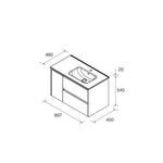 Load image into Gallery viewer, Salgar sg2e0b6c3222774bf2b7a7 SALGAR IMAGES AND SHEETS/01 Product Images/Bathroom Furniture/118184 Noja Wall Hung Vanity Unit with 2 Drawers + 1 Door &amp; Basin - Red Satin/02.jpg
