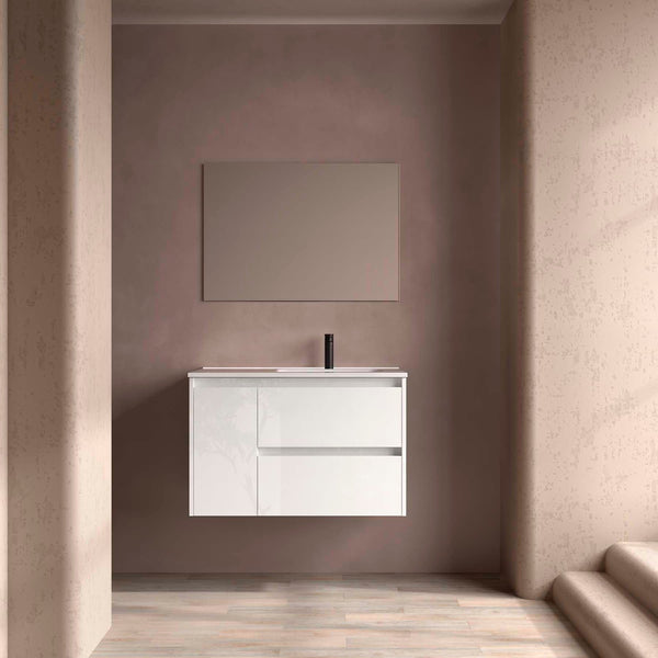 Noja Wall Hung Vanity Unit with 2 Drawers + 1 Door, Basin & Mirror