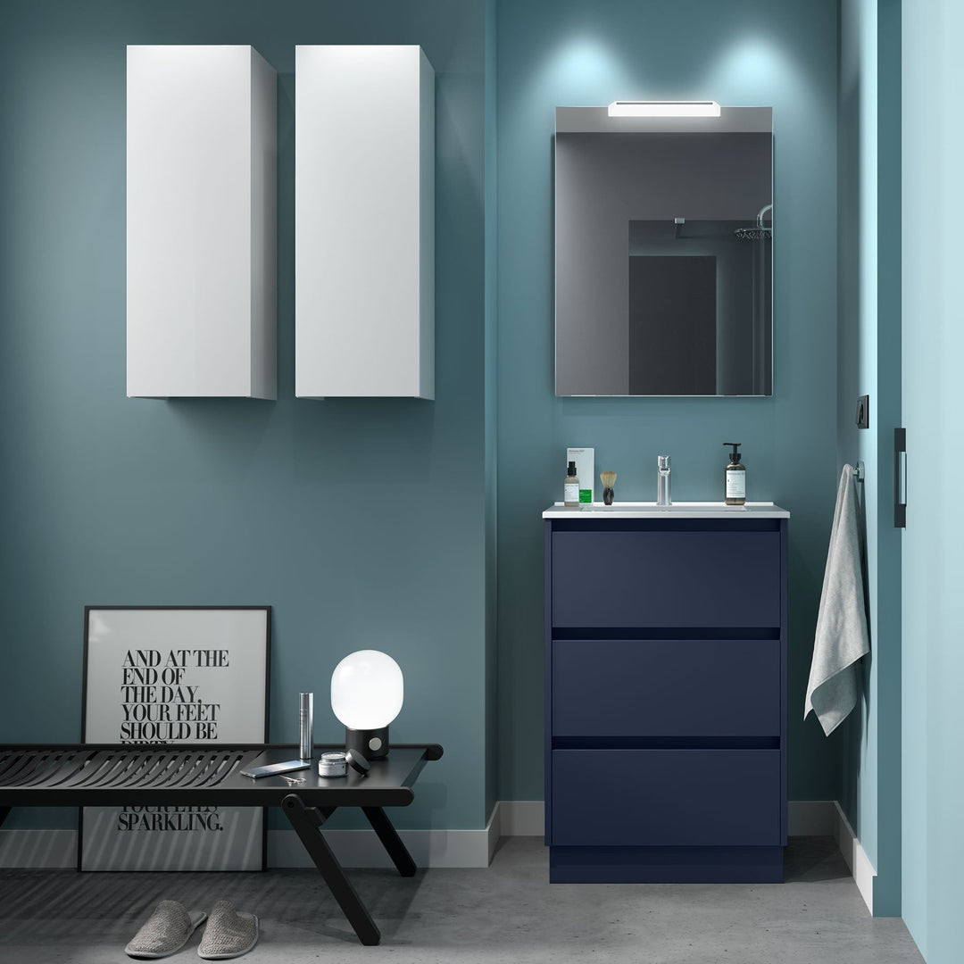 Salgar sg31866bea09c560287146 SALGAR IMAGES AND SHEETS/01 Product Images/Bathroom Furniture/113319 Noja Wall Hung Vanity Unit with 3 Drawers, Basin & Mirror - Blue Satin/01.jpg