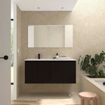 Load image into Gallery viewer, Salgar sg3282ad60ff38ffb4721a SALGAR IMAGES AND SHEETS/01 Product Images/Bathroom Furniture/118840 Noja Wall Hung Vanity Unit with 4 Doors, Offset Basin &amp; Mirror - Black Satin/01.jpg
